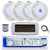 Dual MXD13 Single DIN Bluetooth Marine MP3 AM/FM Stereo Receiver with White Cover, 22" Radio Antenna, Wire, 4x 8'' 320 Watt Max  2-Way Blue Flashing LED Boat Audio Speakers (White)