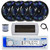 Dual MXD13 Single DIN Bluetooth Marine MP3 AM/FM Stereo Receiver with White Cover, 22" Radio Antenna, Wire, 4x 6.5" 250 Watt Max 2-Way Waterproof Multicolor LED Audio Speakers (Black)