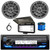 JVC KD-X38MBS Single DIN Marine MotorSports Bluetooth USB/AUX LED AM/FM Radio SiriusXM Ready Stereo ReceiverW/White Cover, 2x 6.5" 180W Max Dual Cone Boat ATV White Stereo Speakers, Antenna, Wire