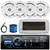 JVC KD-X560BT Single-DIN Marine Bluetooth USB/AUX MP3 AM/FM Radio Digital Media Stereo Receiver W/White Cover, 4x 6.5" 225W Max Power 2-Way Multi-Element Boat White Speakers W/50 Feet Wire, Antenna