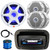 JVC KD-T92MBS Single-DIN Marine Bluetooth USB/AUX CD Player AM/FM Stereo Receiver W/Spa Bezel + Adapter Plate, 4x 6.5" 180W Max Dual Cone Boat Speakers W/Wire, 10" RGB LED Subwoofer, Antenna