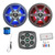 Metra IBBTR19 Marine 3-Zone Bluetooth Controller, 2x 8" 450 Watt 2-Way Multicolor LED Outdoor Audio Speakers, Amplifier w/Install Kit, Radio Antenna, Wire