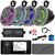 4" LCD Screen Marine Bluetooth USB/AUX AM/FM Weather-Resistant Digital Media Receiver W/Cover, 4x 8" 500W Max RGB LED Speakers w/Speaker Pods, 4-Channel Amplifier W/Kit, Adapter, Antenna, Wire