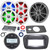 JBL PRV-175 Marine Bluetooth USB/AUX AM/FM Gauge Style Digital Media Stereo Receiver W/Spa Bezel, Adapter Plate, 4x 8" 450W Max 2-Way RGB LED Speakers, 10" Subwoofer, Amplifier W/Kit, Antenna, Wire