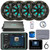 Kicker KMC5 3.5" Display Marine Bluetooth USB/AUX AM/FM Gauge Style Receiver W/Controller + Cover, 4x 8" 300W Max RGB LED Speakers W/Charcoal Grilles + LED Controller, Amplifier W/Kit, Antenna, Wire