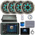 Kicker KMC5 3.5" Display Marine Bluetooth USB/AUX AM/FM Gauge Style Receiver W/Controller + Cover, 4x 8" 300W Max RGB LED Speakers W/Silver Grilles + LED Controller, Amplifier W/Kit, Antenna, Wire