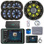 Kicker KMC5 Marine Bluetooth USB/AUX Gauge Style Receiver W/Controller + Cover, 6x 6.5" RGB LED Speakers W/Charcoal Grilles + LED Controller, Subwoofer W/Charcoal Grille, Amp W/Kit, Antenna, Wire
