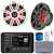 Kicker 51KMC4 3" LCD Marine Bluetooth Weather-Resistant Gauge-Style AM/FM WB/USB/AUX Receiver W/Cover, 2x 6.5" 195W Max Power RGB LED Boat Speakers W/Grilles, Antenna, Speaker Wire, Controller