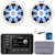 Kicker 51KMC4 3" LCD Marine Bluetooth Weather-Resistant USB/AUX WB AM/FM Radio Gauge Style Receiver W/Gray Cover, 2x 6.5" 150W Max Power 4O RGB LED Coaxial Boat Speakers, Radio Antenna, Speaker Wire