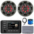 Kicker 51KMC4 3" LCD Marine Bluetooth Weather-Resistant Gauge-Style AM/FM WB/USB/AUX Receiver W/Cover, 2x 6.5" 195W Peak Power RGB LED Coaxial Speakers W/Charcoal Grille, Antenna, Speaker Wire