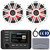 Kicker 51KMC4 3" LCD Marine Bluetooth Weather-Resistant Gauge-Style AM/FM WB/USB/AUX Receiver W/Cover, 2x 6.5" 195W Max Power RGB LED Coaxial Speakers W/White Grille, Antenna, 3x Speaker Wire