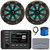 Kicker 51KMC4 3" LCD Marine Bluetooth Weather-Resistant Gauge-Style AM/FM WB/USB/AUX Receiver W/Cover, 2x 8" 300W Max Power RGB LED Boat Speakers W/Charcoal Grille, AM/FM Antenna, Speaker Wire