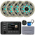 Kicker 51KMC4 3" LCD Marine Bluetooth Weather-Resistant Gauge-Style AM/FM WB/USB/AUX Receiver W/Cover W/Remote Control, 4x 8" 300W Max Power RGB LED Boat Speakers W/White Grilles, Antenna, Wire