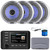 Kicker 51KMC4 3" LCD Marine Bluetooth Weather-Resistant Gauge-Style AM/FM WB/USB/AUX Receiver W/Cover, 4x 6.5" 130W Max Power Thin-Mount RGB LED Speakers W/Grilles, Speaker Wire, AM/FM Antenna
