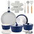 NutriChef 18-Piece Ceramic Cookware Set with Detachable Handles, Non Stick Pots and Pans, PTFE-Free Natural Ceramic Coating, Space-Saving Design, Oven & Stove Safe, Includes Utensils, Blue