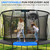 SereneLife 12FT Outdoor Trampoline for Kids – Durable Backyard Kids Trampoline with Curved Safety Poles, Net Enclosure, Ladder & Basketball Hoop – ASTM Certified, Supports 308 lbs, 144"x116", Black