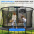 SereneLife 14FT Outdoor Trampoline for Kids – Durable Backyard Kids Trampoline with Curved Safety Poles, Net Enclosure, Ladder & Basketball Hoop – ASTM Certified, Supports 330 lbs, 168"x116", Black