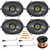 4x Kicker CSC68 CS Series 6x8" 225 Watt Max Power 2-Way Black Speakers, 50 Feet 16 Gauge Speaker Wire, Pry Tool Set, 4x 16 Gauge Speaker Harness Adapter W/Red Bullet for Select Ford Vehicles 1998-Up