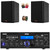 Pyle PDA6BU 200-Watt Bluetooth USB/AUX Home Audio Amplifier Stereo Receiver, 2x 6.5” 240 Watts Max Power 2-Way HiFi Home Theater Bookshelf Black Speakers, 50 Feet 16G Speaker Wire, Banana Plugs