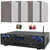 Pyle PDA77BU 4-Channel Bluetooth MP3/USB/SD/RCA/AUX FM Radio Home Theater Receiver, 4x 6.5” 240 Watts Max Power 2-Way HiFi Home Theater Bookshelf White Speakers, 50 Feet Speaker Wire, Banana Plugs