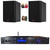 Pyle PDA7BU Bluetooth USB/AUX MP3 Player SD FM Home Theater Audio Black Amplifier Receiver, 2x 5.25” 200W Max Power 2-Way HiFi Home Theater Bookshelf Black Speakers, Speaker Wire, Banana Plugs