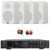Pyle PDA8BU 5.1 Channel Bluetooth USB/AUX MP3 Player SD/FM Radio Home Audio Receiver with Remote Control, 4x 6.5” 240W Peak 2-Way HiFi Home Theater Bookshelf White Speakers, Wire, Banana Plugs