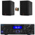Pyle PDA9HBU 2-Channel Bluetooth HiFI Audio Optical/HDMI/USB/SD FM Radio Home Theater Receiver, 2x 5.25” 200W Max Power 2-Way HiFi Home Theater Bookshelf Black Speakers, 50 Feet 16 Gauge Speaker Wire