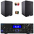 Pyle PDA9HBU 2-Channel Bluetooth HiFI Audio Optical/HDMI/USB/SD FM Radio Home Theater Receiver, 2x 6.5'' 240 Watt Max Power Home Theater Wooden Bookshelf Black Speakers, Speaker Wire, Banana Plugs