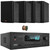 Pyle PT888BTWM 5.2-Ch MP3/USB/AM/FM Radio 1000 Watt MAX Wireless BT Streaming Home Theater Amplifier Receiver, 4x 6.5” 240W Max Power 2-Way HiFi Home Theater Bookshelf Black Speakers, Speaker Wire