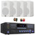 Pyle PD3000BAH 4-Channel 4000W Bluetooth USB FM Radio CD/DVD Player HDMI Home Audio Amplifier Receiver, 4x 6.5” 240W Peak Power 2-Way HiFi Home Theater Bookshelf White Speakers, Wire, Banana Plugs