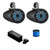 1 Pair (Qty 2) of Kicker 6.5" 195 Watt Max Marine Multicolor LED Audio Speakers, Charoal Salt Water Grilles, 2x 6.5" Single Speaker Enclosure (Black), Wired Controller w/ Wire