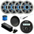 Kicker 46KMC2 Marine Gauge Style Bluetooth AM/FM Receiver, Cover, 4x 6.5" 195 Watt Max Multicolor LED Audio Speakers, White Grilles, Wired Controller, Antenna w/ Wire