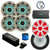 Kicker 8" 300 Watt Max Marine Multicolor LED Audio Speakers, White Grilles (QTY 4), Amplifier w/Kit, 10" Subwoofer, 10" Multicolor LED Grilles (White), Wired Controller w/ Wire