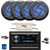Pyle PLR2DN Double DIN Marine Bluetooth 300 Watt USB/AUX MP3 Player AM/FM Radio Stereo Receiver, 4x 6'' 240W Max 2-Way Blue Flashing LED Black Speakers, 4-Channel Amplifier w/ Kit + Power Block, Wire