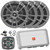 Metra IBBTR19 Marine 3-Zone Bluetooth Controller, 4x 6.5" 180 Watt Max Power 2-Way Multi-Element Gray Boat Speakers, 75 Watts RMS x 4 @ 4 Ohms 4-Channel Class H Amplifier W/Wiring Kit + Power Block
