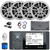 Infinity R3000 Wake Series Marine Bluetooth USB/AUX AM/FM Radio Digital Media Stereo Receiver, 4x 6.5" 225W Max White Speakers, 4-Channel Amplifier w/ Install Kit + Power Block, Speaker Wire, Antenna