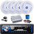 Pyle PLMRB29B Single DIN Marine Bluetooth USB/AUX MP3 AM/FM In-Dash Black Stereo Receiver, 4x 6'' 240W Max 2-Way Blue Flashing LED White Boat Speakers, 4-Channel Amplifier w/Kit + Power Block, Wire