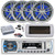 Pyle PLMRB29W Single DIN Marine Bluetooth USB/AUX MP3 Player AM/FM In-Dash Stereo Receiver w/White Cover, 4x 6.5" 180W Max 2-Way Charcoal Speakers, 4 Channel Amplifier w/Kit + Power Block, Antenna