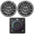 JBL AURA-BT-M Marine Bluetooth Compact High-Performance 2-Way Stereo Receiver Bundle Combo With One Pair (QTY 2) Of JBL Marine Stage 6 6.5" 180 Watts Max Power 2-Way Multi-Element Gray Boat Speakers