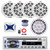 Pyle PLCD43MRB Single DIN Bluetooth CD Player MP3 Stereo Receiver, 4x 8" 300 Watt Full Range Marine Speakers (White), 4-Channel Amplifier w/Install Kit, 8" Subwoofer, Wire