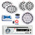 Pyle PLCDBT65 Single DIN Bluetooth AM/FM CD Stereo Receiver, 2x 6x9" 260 Watt + 2x 6.5" 200 Watt Full Range Marine Speakers (White), 6-Channel Amplifier w/Install Kit, 8" Subwoofer, Wire