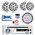 Pyle PLCDBT65 Single DIN Bluetooth AM/FM CD Stereo Receiver, 2x 8" 300 Watt + 2x 6.5" 200 Watt Full Range Marine Speakers (White), 6-Channel Amplifier w/Install Kit, 8" Subwoofer, Wire
