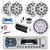 Pyle PLMRB29W Single DIN Bluetooth MP3 Stereo Receiver, Cover, 2x 8" 300W + 2x 6.5" 200W Full Range Marine Speakers (White), Amplifier w/Kit, 10" Subwoofer, Antenna, USB Adapter, Wire