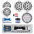 Pyle PLMRB29W Single DIN Bluetooth MP3 Stereo Receiver, 2x 8" 300 Watt + 2x 6.5" 200 Watt Full Range Marine Speakers (White), 6-Channel Amplifier w/Install Kit, 8" Subwoofer, Wire