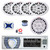 Pyle PLRMR23BTW Single DIN Bluetooth AM/FM MP3 Receiver, 4x 6x9" 260 Watt Full Range Marine Speakers (White), 4-Channel Amplifier w/Install Kit, 8" Subwoofer, Wire