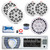 Pyle PLRMR23BTW Single DIN Bluetooth AM/FM MP3 Receiver, 2x 8" 300 Watt + 2x 6.5" 200 Watt Full Range Marine Speakers (White), 6-Channel Amplifier w/Install Kit, 8" Subwoofer, Wire