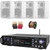 Pyle P3301BAT 3000W Multi-Channel Wireless Bluetooth USB/AUX MP3 Player AM/FM Radio Home Audio Stereo Amplifier Receiver, 4x 4" 30 Watt Max 3-Way Indoor/Outdoor White Box-Speakers, Banana Plugs, Wire