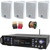 Pyle P3301BAT 3000W Multi-Channel Wireless Bluetooth USB/AUX MP3 Player AM/FM Radio Home Audio Stereo Amplifier Receiver, 4x 4" 200W Max Power 3-Way Indoor/Outdoor White Speakers, Banana Plugs, Wire
