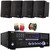 Pyle PD3000BA 3000W Bluetooth USB MP3 Player AM/FM Radio Home Theater Pre-Amplifier Receiver, 4x Kicker 6.5" 150W Max Power 2-Way Full-Range Indoor/Outdoor Black Speakers, Banana Plugs, Speaker Wire