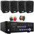 Pyle PD3000BA 3000W Bluetooth USB MP3 Player AM/FM Radio Home Theater Pre-Amplifier Receiver, 4x Pyle PDWR30B 3.5" 300W Max Power Indoor/Outdoor Black Waterproof Speakers, Banana Plugs, Speaker Wire